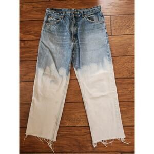 Levi’s 34x32 Bleached Ombre Jeans Distressed Raw Hem Vintage Wash